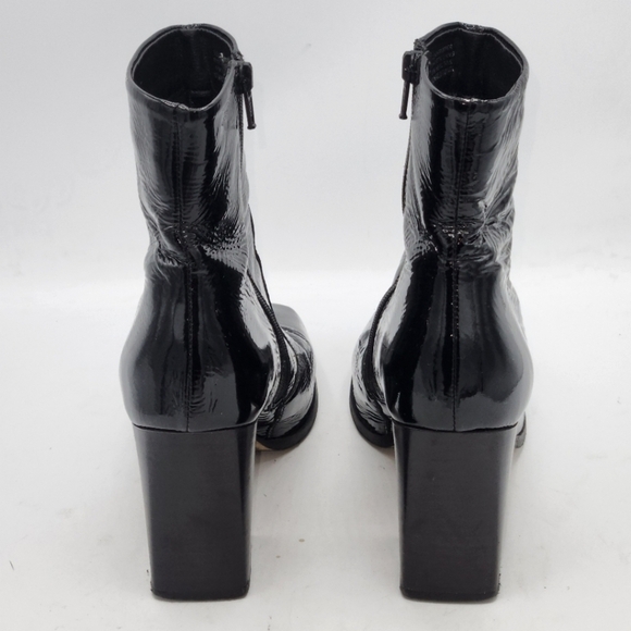 CARAVELA Strut Black Parent Leather Heel Zip Bootie Size 38 - Picture 5 of 15
